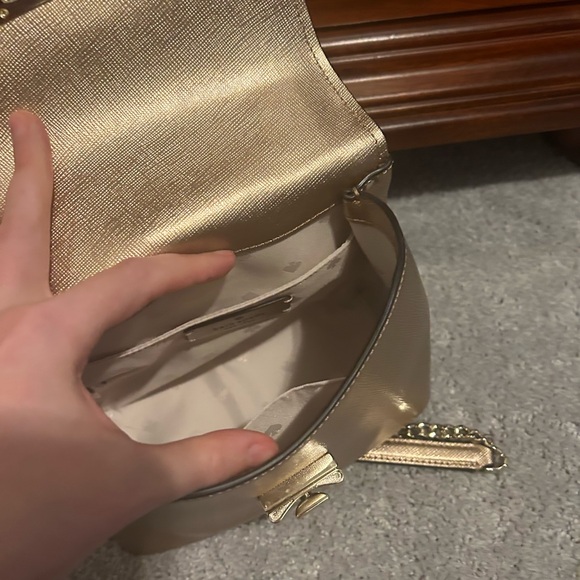 Kate Spade Top Handle Mini Satchel Metallic Leather Crossbody Bag New - Picture 5 of 7